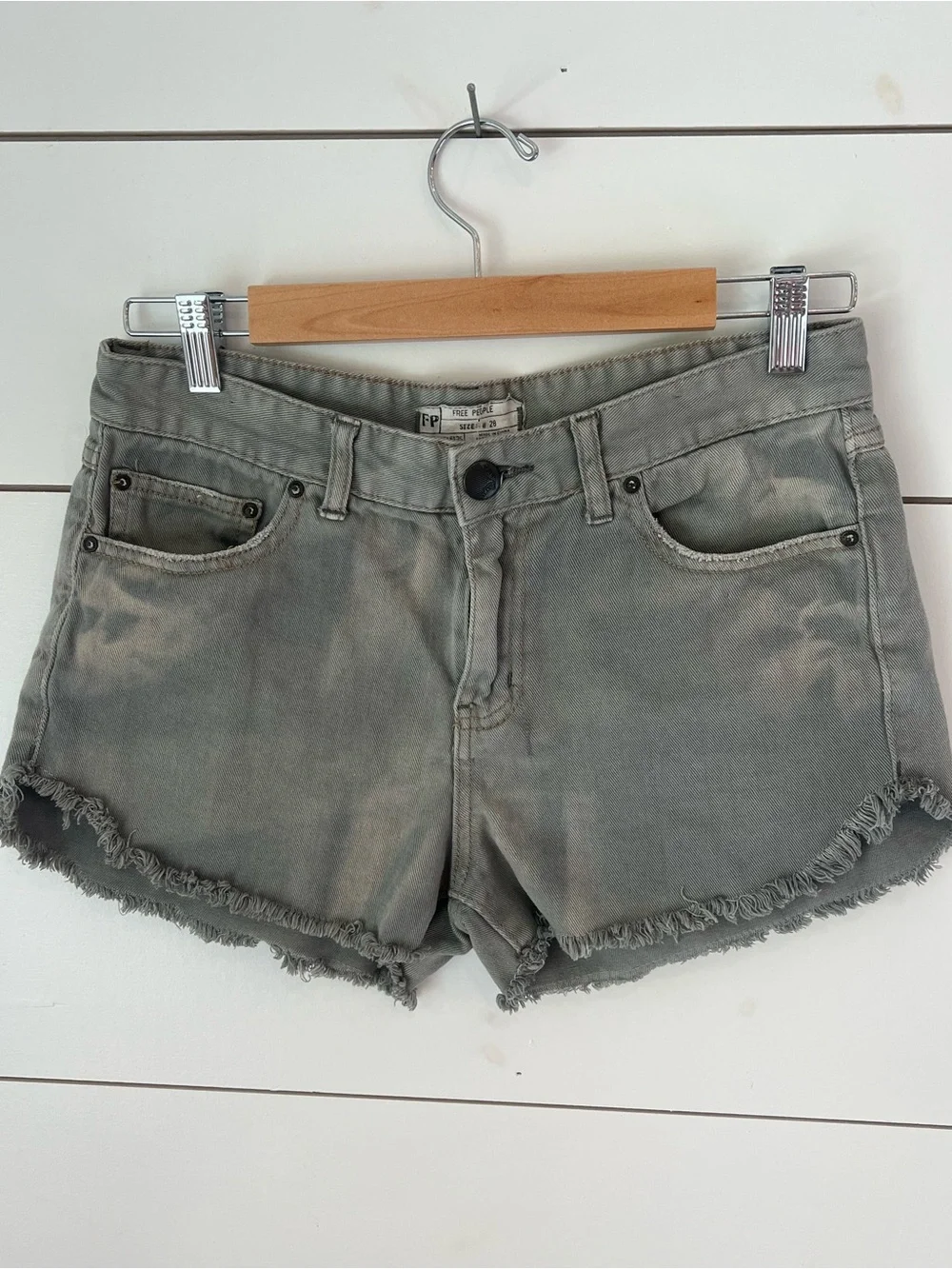 Free People Denim Frayed Hem Shorts
